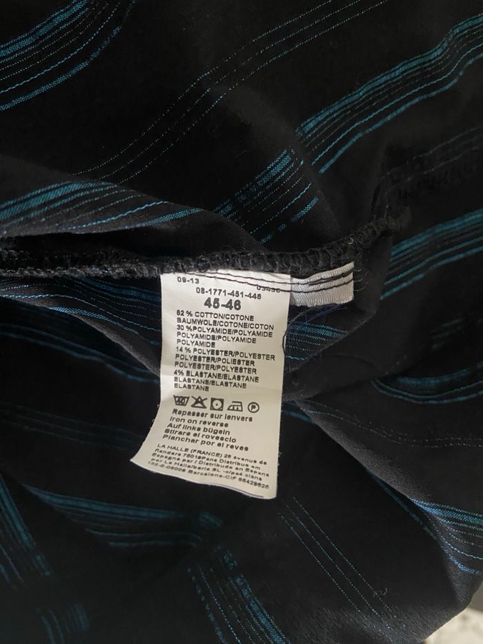 Chemise noir rayé turquoise - photo numéro 3