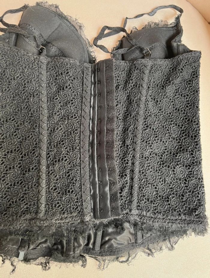 Bustier corseté noir broderies et soie taille 34 - Elie Tahari - photo numéro 3