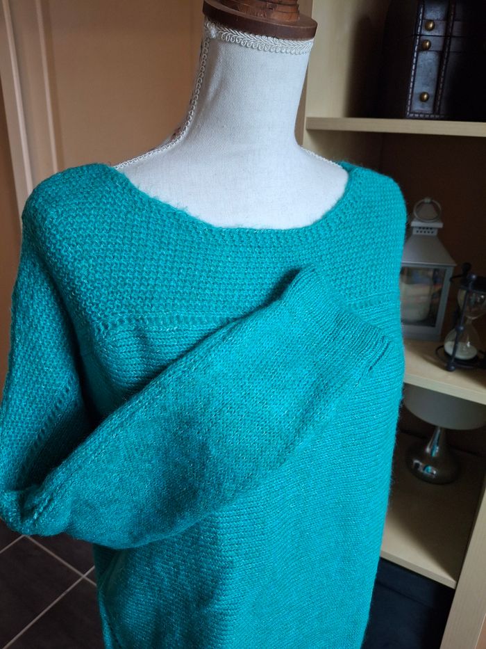 Pull turquoise Miss captain tortue T2 neuf étiqueté - photo numéro 2