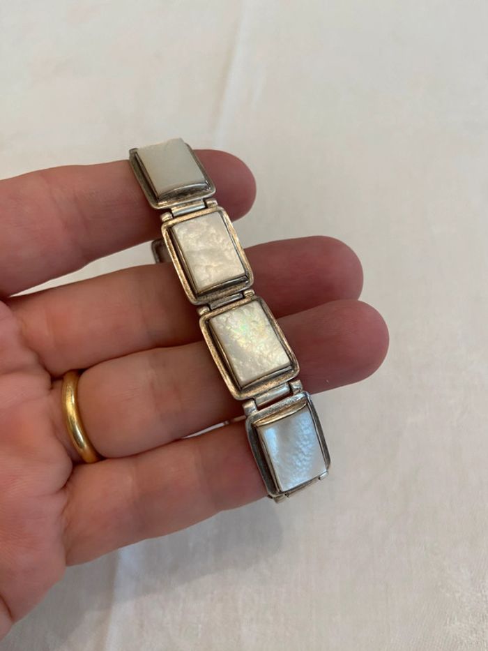 Bracelet vintage en argent et nacre - photo numéro 7