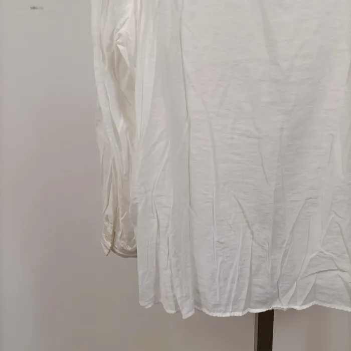 Blouse blanche à volants et smocks col rond – viscose – taille L A1010 - photo numéro 11