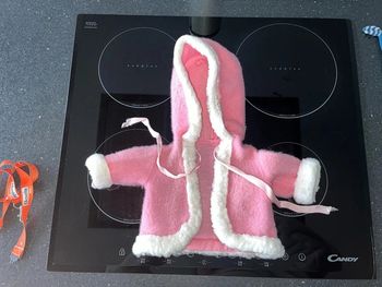 Vêtements, manteau à capuche rose blanc, hiver, molleton