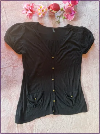 Gilet fin noir NAF NAF - Manches bouffantes - Taille XL