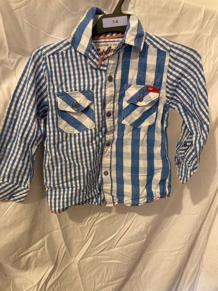 Chemise garçon Teddy Brown Factory – 4 ans – Carreaux bleu/blanc - photo numéro 4