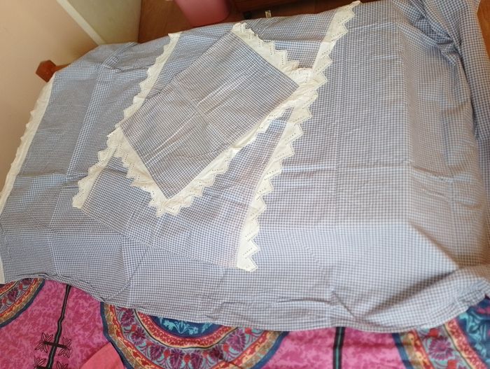 Drap plat avec 2 taie d'oreiller bleu