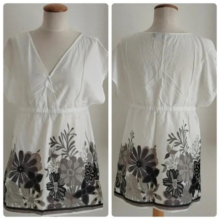 Blouse manches courtes blanche fleurie Kiabi taille 40