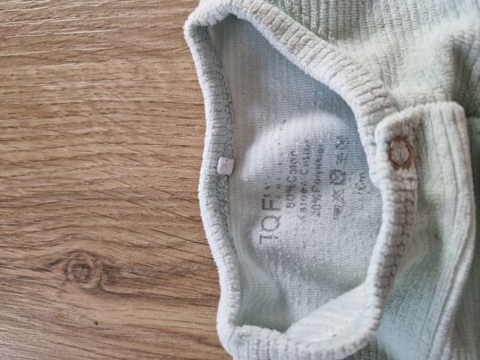 Dors-bien / Pyjama bébé côtelé vert d'eau avec motif Ours & Lapin TQF - 6 mois - photo numéro 3