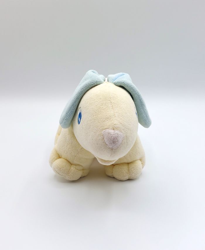 Peluche doudou chien jaune CHICCO grelot oreilles bleues 25 cm ancien - photo numéro 2