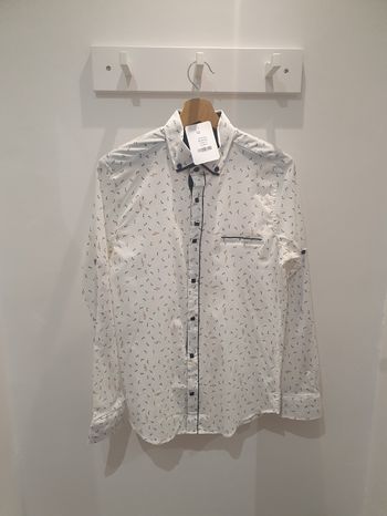 Chemise Musique blanc/camel Taille S (taille petit)