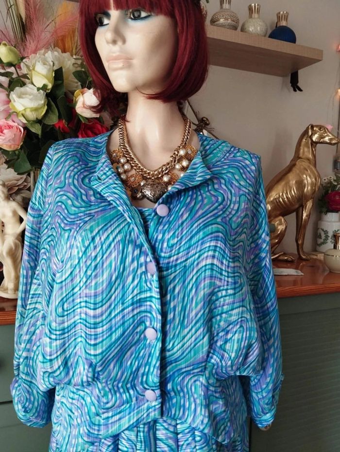 💐 Ensemble Vintage Robe & Boléro Plissés T40/42💐 - photo numéro 14