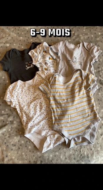 Lot de 5 bodies MC 6-9 mois