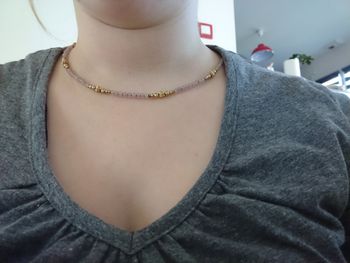 Collier perle rose et doré