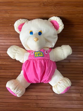 Vintage peluche ours puffalump rose jaune happy bear