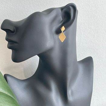 Boucles d'oreilles pendantes losange en acier inoxydable hypoallergénique (acier chirurgical) doré