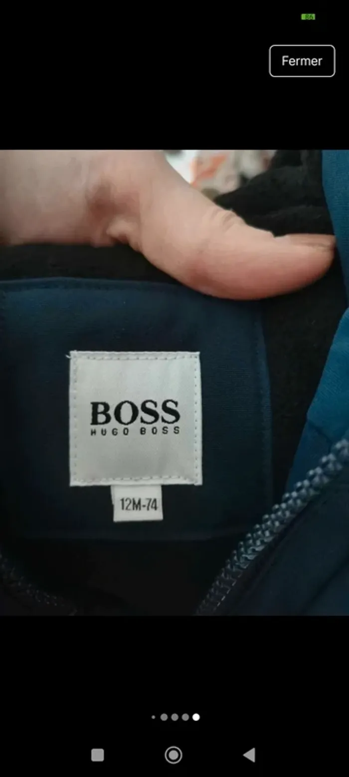Manteau chaud avec capuche marine Hugo Boss 12 mois neuf - photo numéro 6