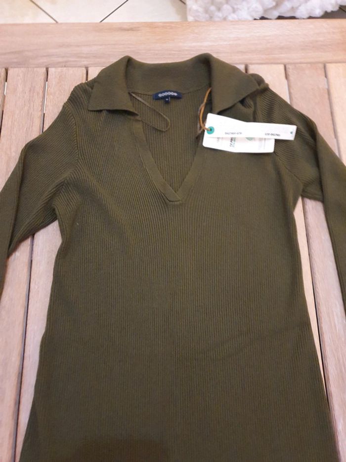 Magnifique robe longue en laine col en V Couleur Olive marque Bonobo taille M - photo numéro 7