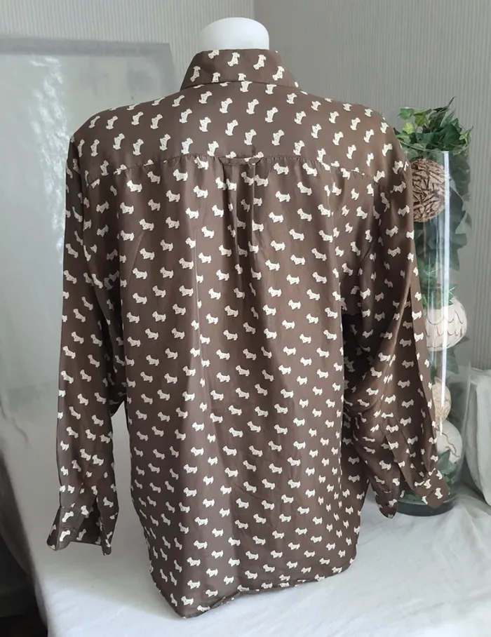 Chemisier femme en soie marron "Imagin's" Vintage taille 2/M - photo numéro 6