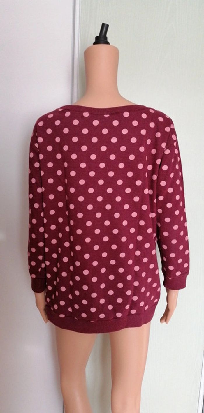 Haut de pyjama bordeaux Hello week-end S (36 et 38 - photo numéro 2