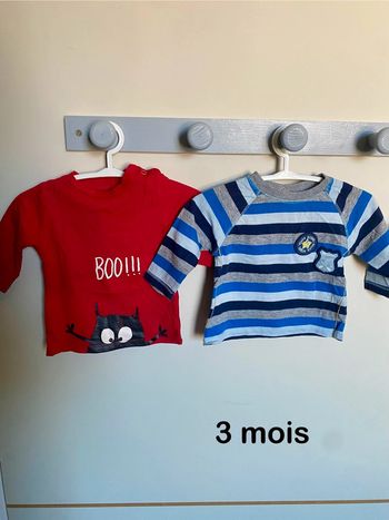 Lot de 2 tee-shirts a manches longues 3 mois
