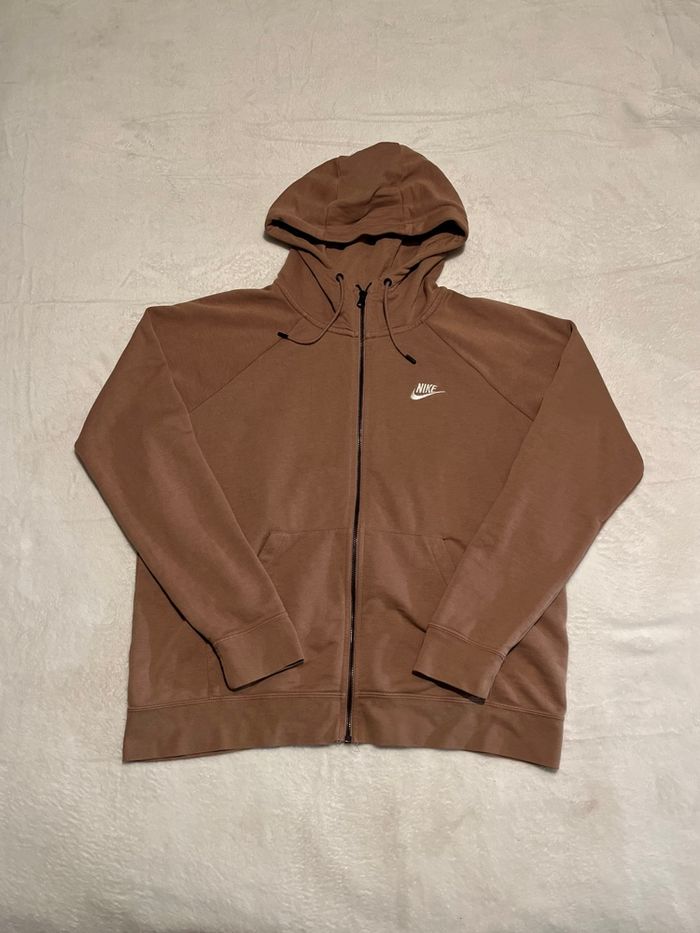 Sweat zip marron Nike - taille L - photo numéro 3
