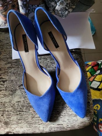Escarpins velours bleu taille 40 talons 11 cm