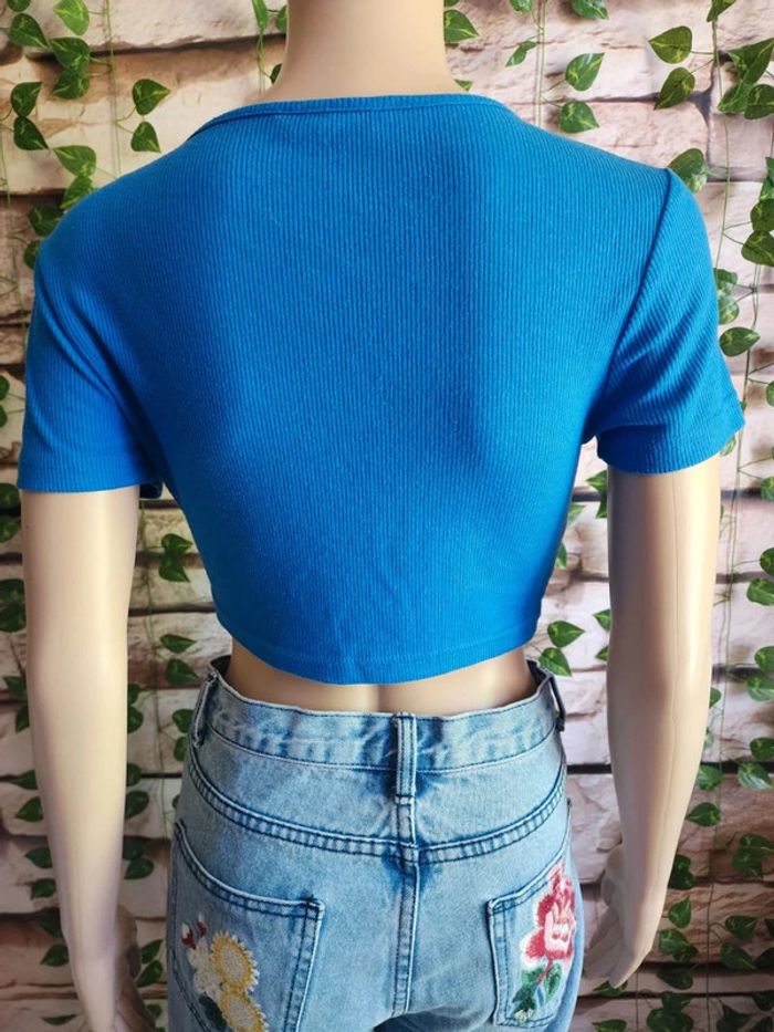 🌸T-shirt MC cropped Bleu Shein Taille 36🌸 - photo numéro 4