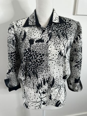 Blouse bariolée noire et blanche Hardob Vintage T44 XXL