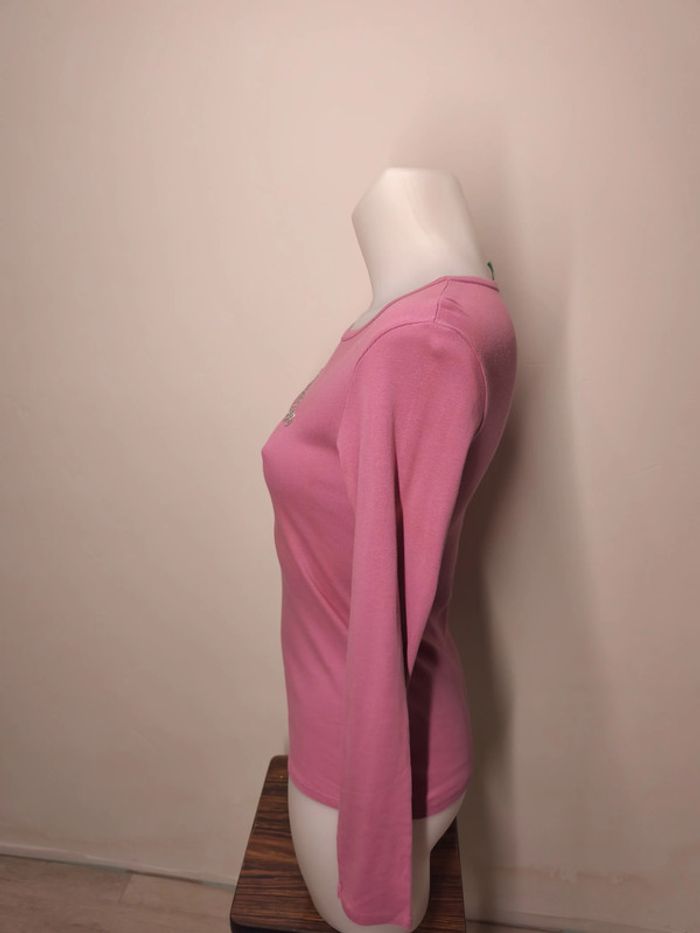 T-shirt manche longue Benetton Femme Taille M Rose - photo numéro 3