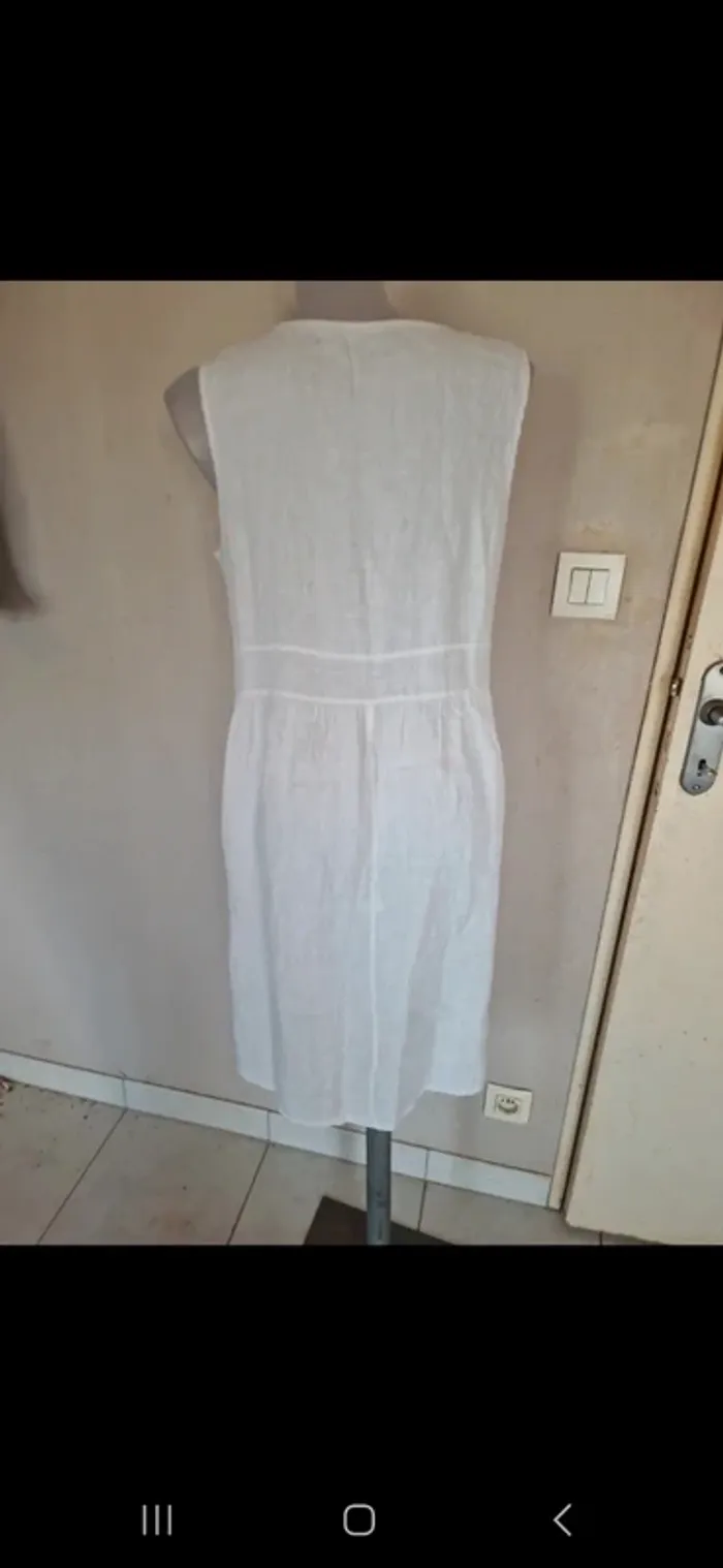 Robe longue blanche 100 %lin made in italy taille m - photo numéro 4