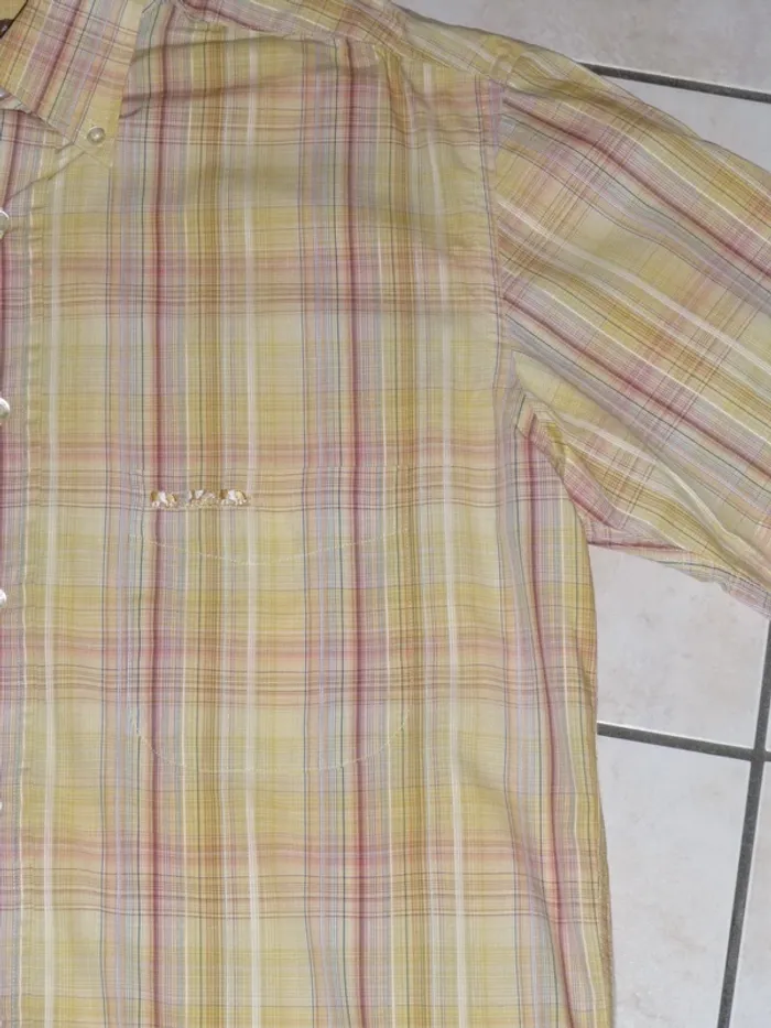 chemise manche courte jaune rayé Mise au Green taille M - photo numéro 2
