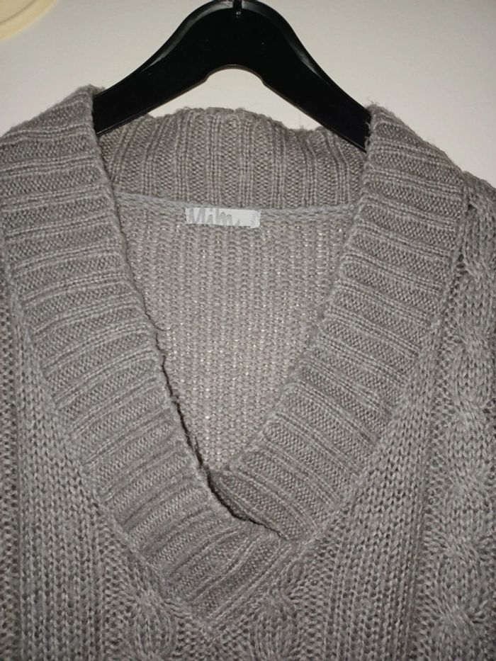Lot de 2 pulls longs col V Mim gris perle et orange cuivré taille 0 - photo numéro 10