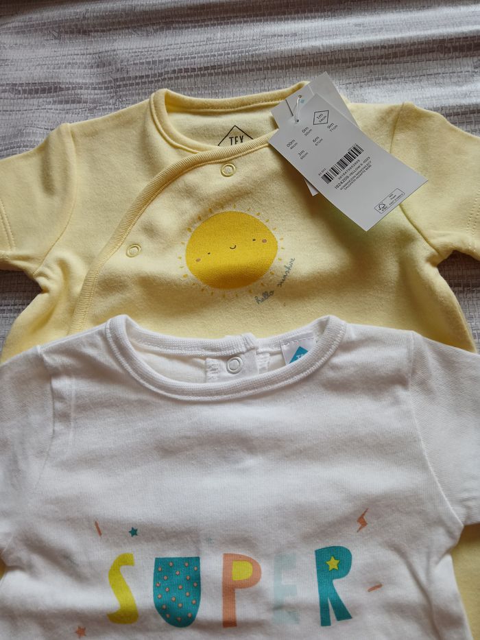 lot 3 barboteuse combishort en coton tex baby 50 cm 0 mois - photo numéro 3