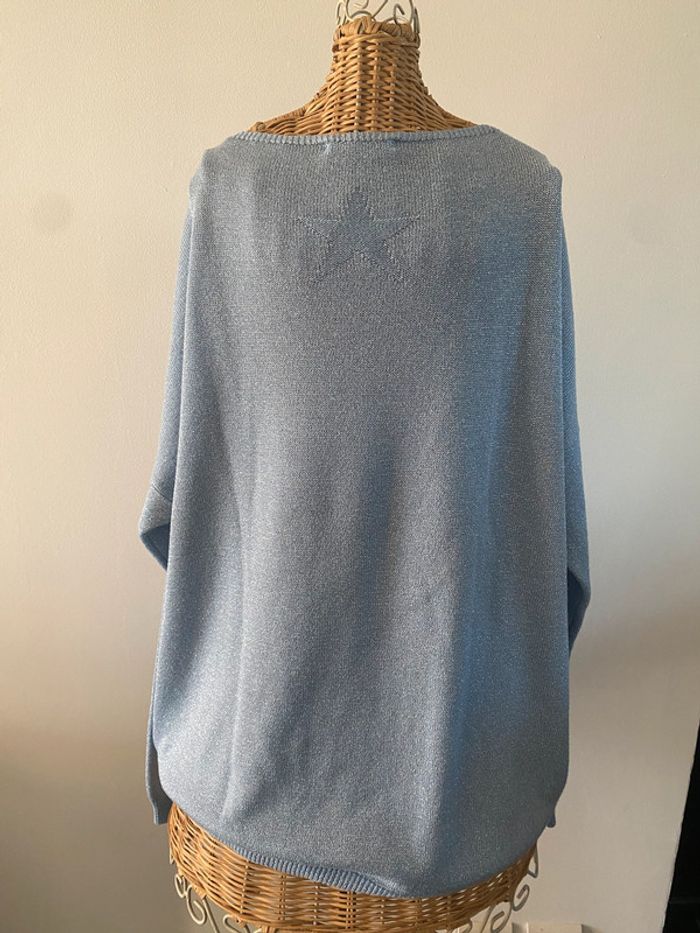 Pull Made in Italy bleu ciel argenté avec étoiles taille M - photo numéro 5
