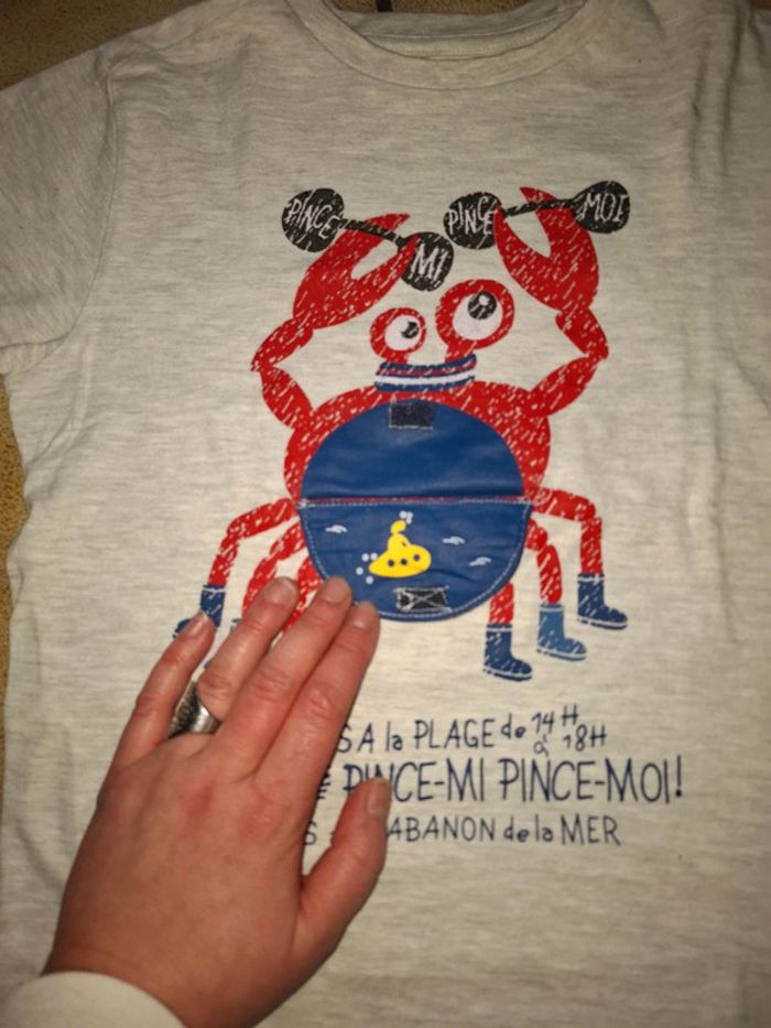 Tee-shirt garçon motif mer crabe - photo numéro 4