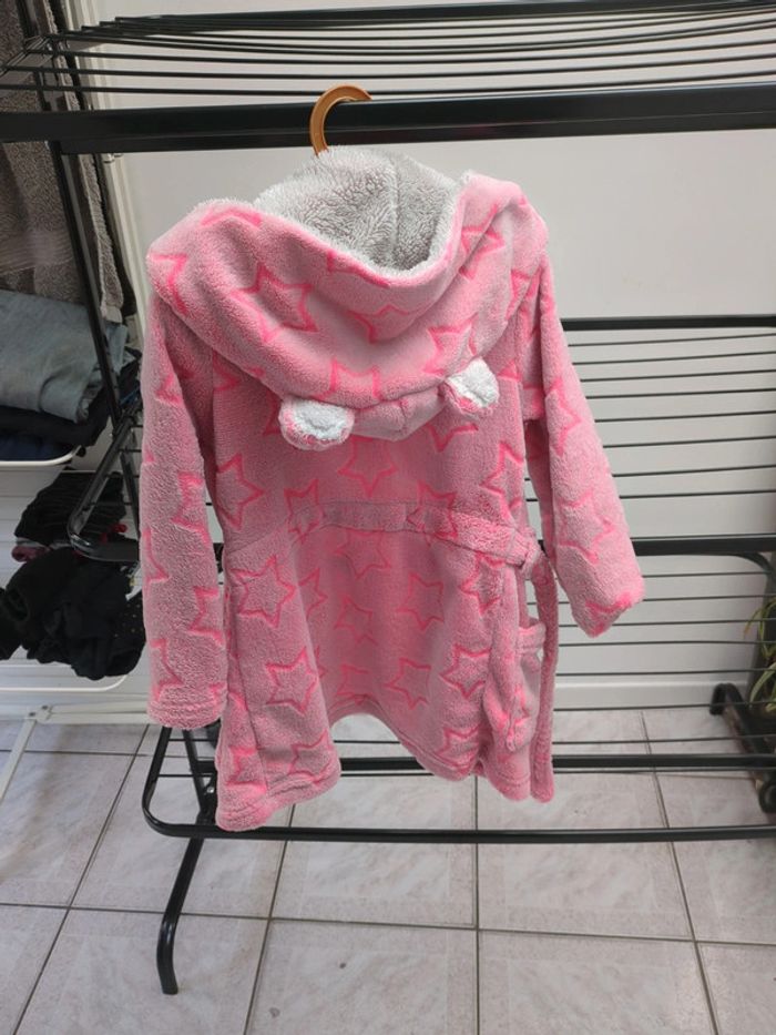 Peignoir de nuit robe de chambre fille oreille capuche ours  rose étoile pilou pilou 6 ans