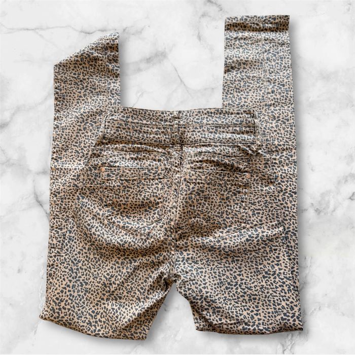 Pantalon luisant marron noir motifs léopard grain de malice taille 34 XS - photo numéro 3