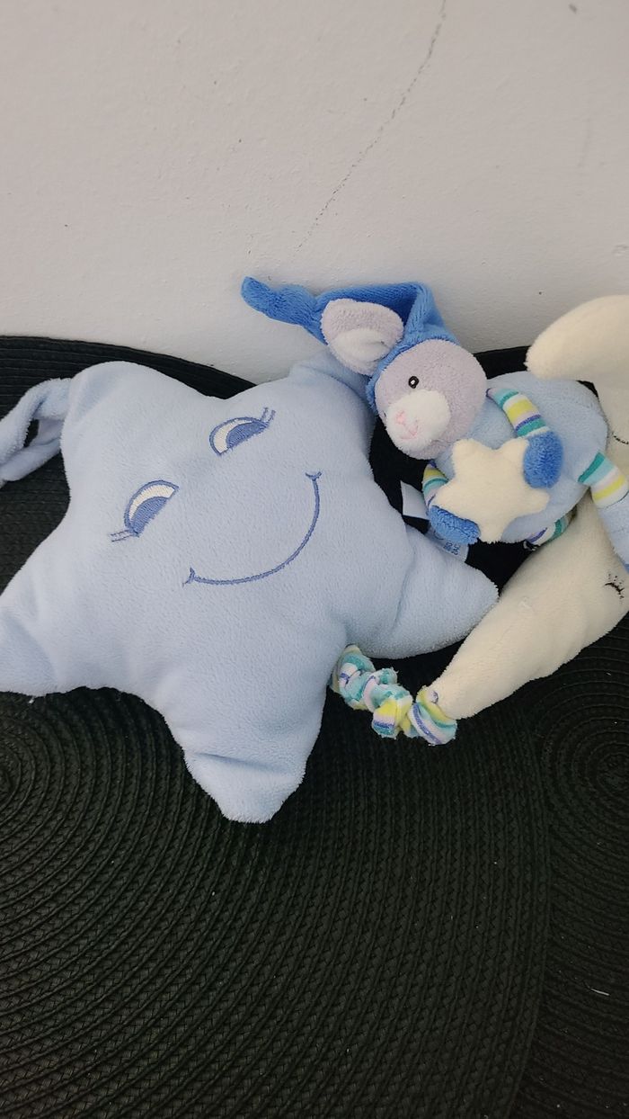 Doudou musical étoile lapin bleu blanc sur lune GIPSY - photo numéro 3