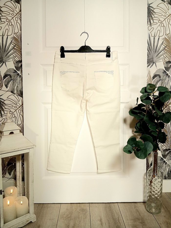 Pantalon blanc – Taille 40 – Détail strass – Élégant & estival - photo numéro 2