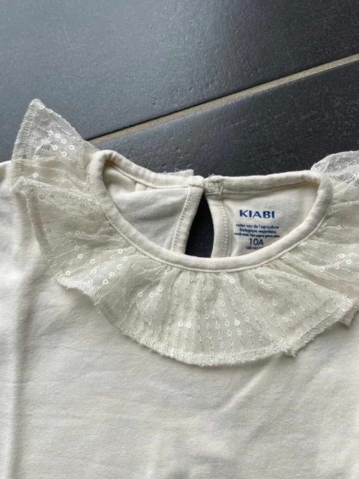 T shirt manches longues col dentelle - photo numéro 2