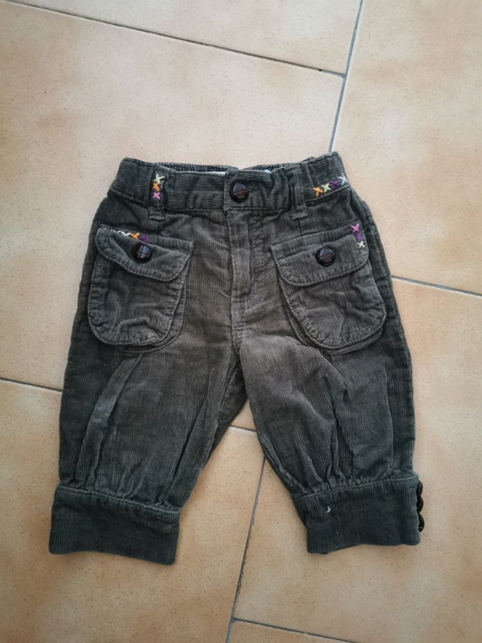 Pantalon velours kaki motifs 3/6mois