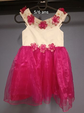 Robe rose et blanche cérémonie 5/6 ans