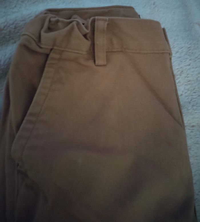 Pantalon élégant straight Fit Camel "H&M" taille réglable 98% coton - photo numéro 3