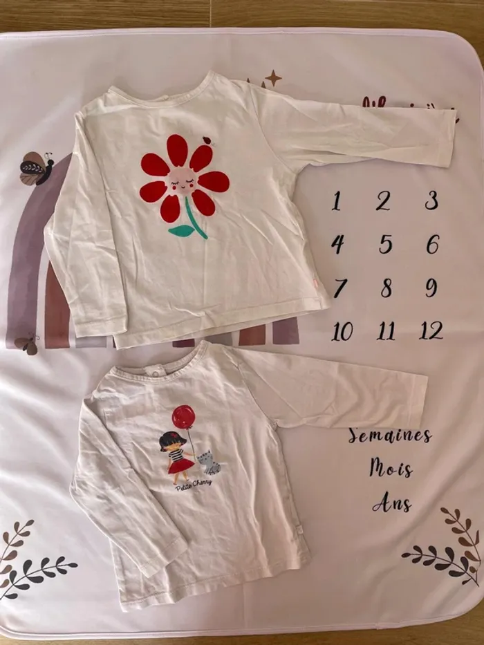 Lot de 2 t-shirts manches longues – Cadet Rousselle – Taille 18 mois
