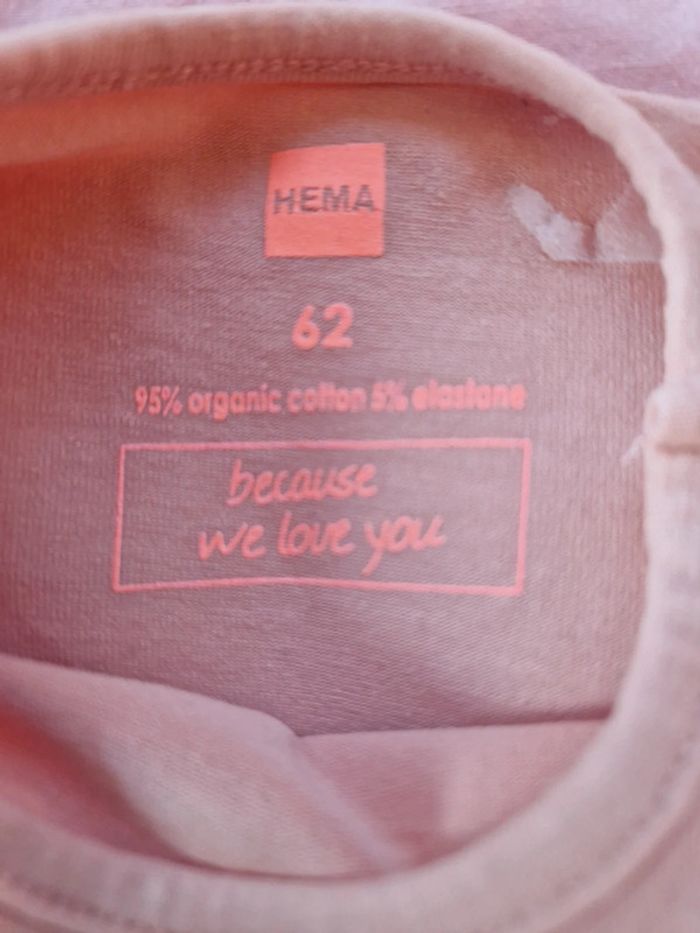 Tee-shirt manches longues fille Hema rose hibou 62 cm - photo numéro 4