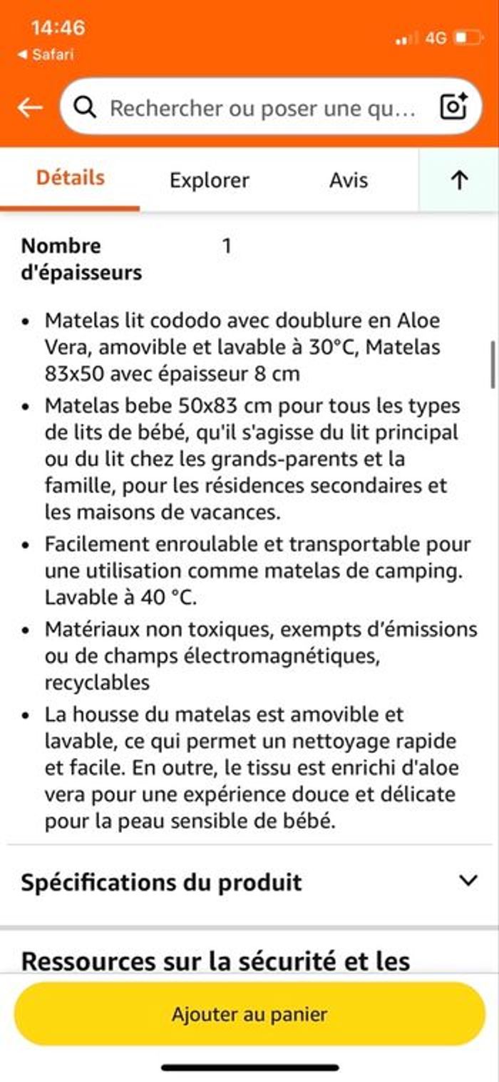 Matelas cododo 50 x83 cm neuf - photo numéro 6