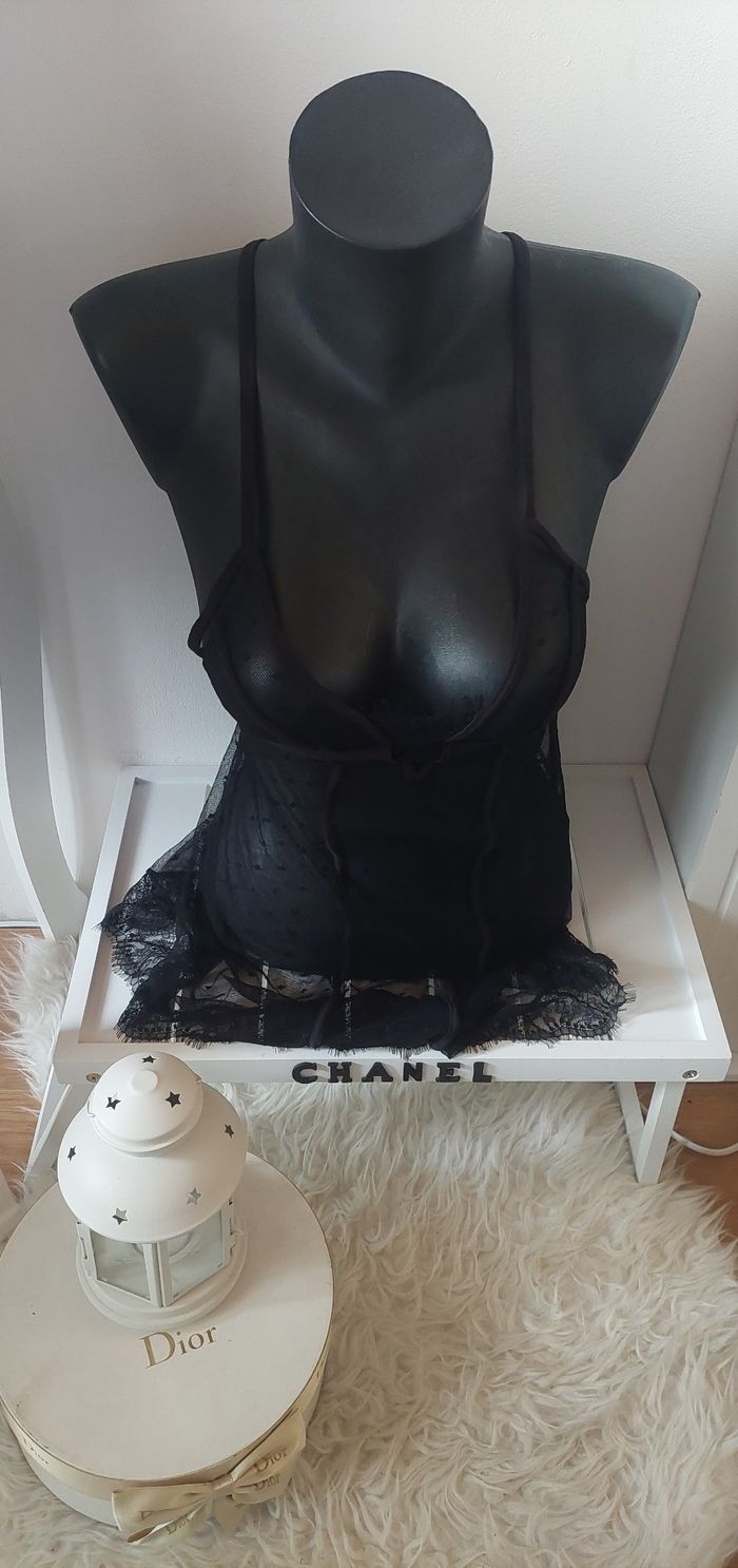 Nuisette transparente pois dentelle noire T.M Undiz neuve 🖤