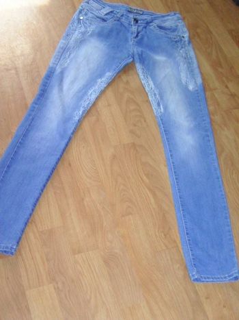 Jean MANGUE bleu effet froissé et toile d'araignée taille 36 TBE