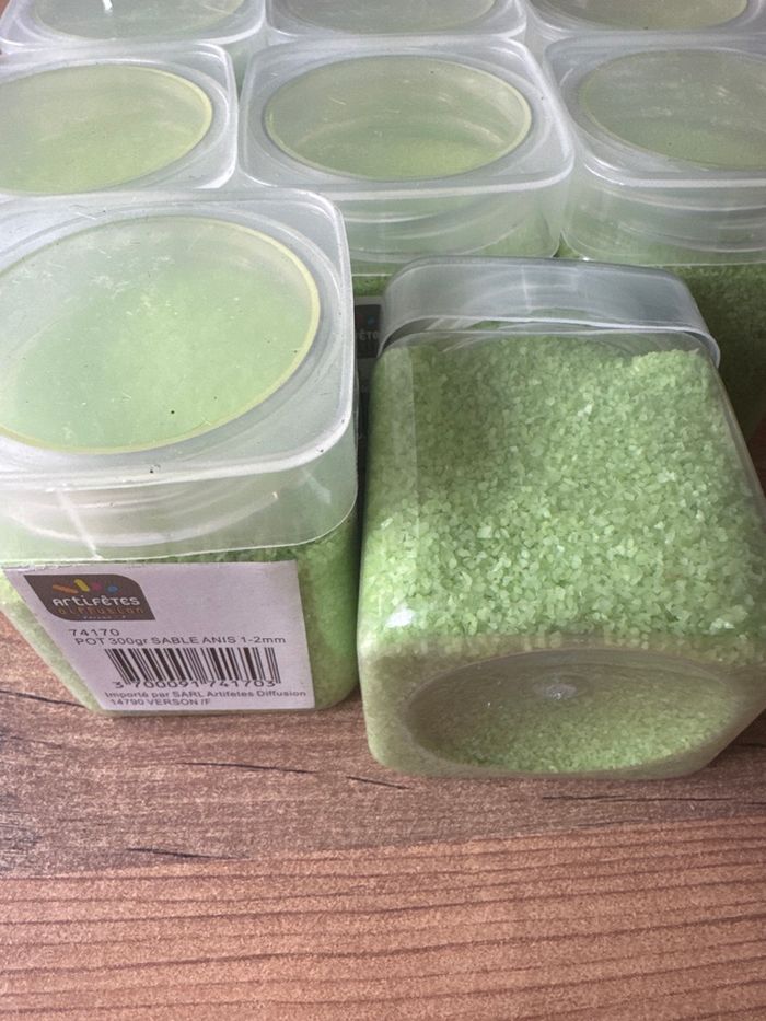 Lot de 8 pots de sable vert anis neuf - photo numéro 2