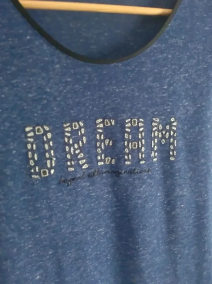 Pantalon fluide large bleu marine femme taille 40 + donne un t-shirt bleu "Dream" - photo numéro 8