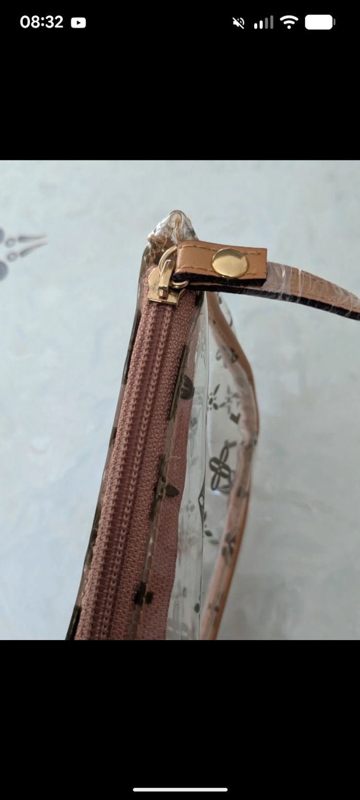 Magnifique sac vintage transparent imprimé beige-camel. - photo numéro 4